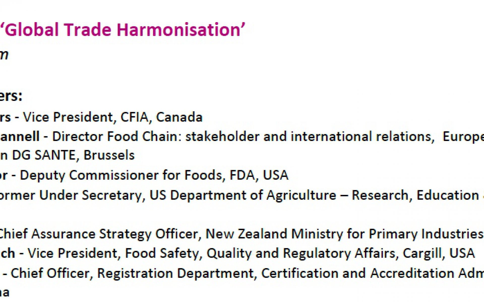 Global Food Safety Trade Harmonization – primeira parte